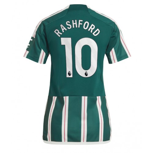 Dres Manchester United Marcus Rashford #10 Gostujuci za Žensko 2023-24 Kratak Rukav